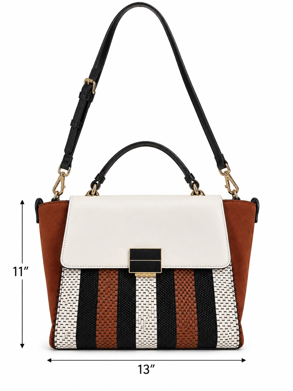Nine West Colorblock Woven Satchel / Shoulder Bag